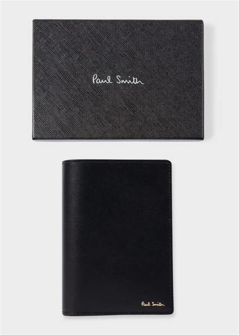 Black Leather Signature Stripe Interior Passport Cover