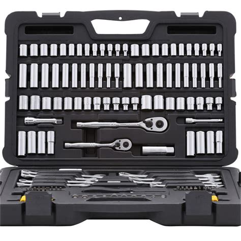 STANLEY Mechanics Tool Set (145 Piece) 3/8 in. and 1/4 in.Drive Pear ...