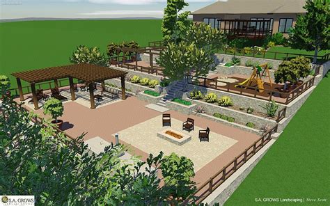 3D rendering | Landscape services, Landscape design, Backyard landscaping