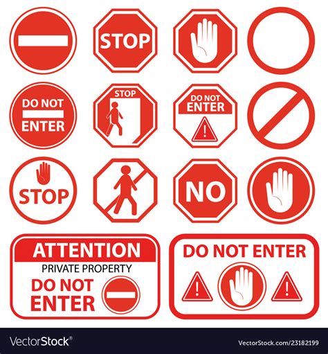 Cartoon red stop signs icon set different type Vector Image