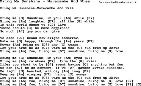 Song Bring Me Sunshine by Morecambe And Wise, song lyric for vocal ...