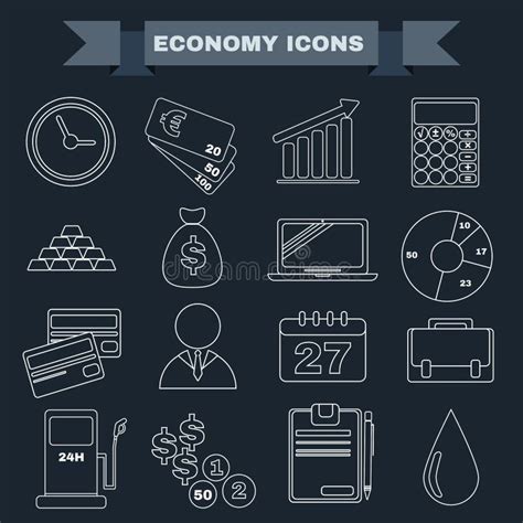 Black and White Economy Icon Set Stock Illustration - Illustration of briefcase, business: 64213055