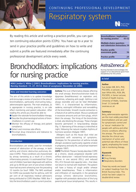 (PDF) Bronchodilators: implications for nursing practice