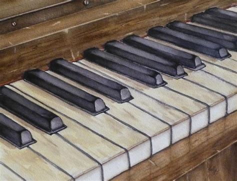 Old Piano Keys Painting by Kelly Mills