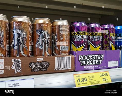 Energy drinks in a UK supermarket Stock Photo - Alamy