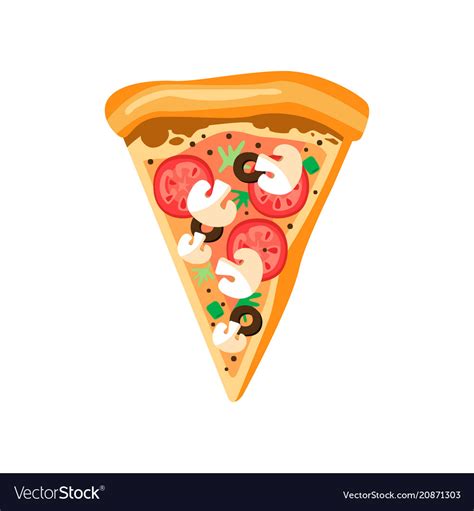 Triangle pizza slice with fresh vegetables Vector Image