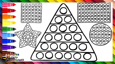 Drawing and Coloring 5 Geometric Shapes POP IT 🔺🟩⭐🟠🌈 Drawings for Kids ...