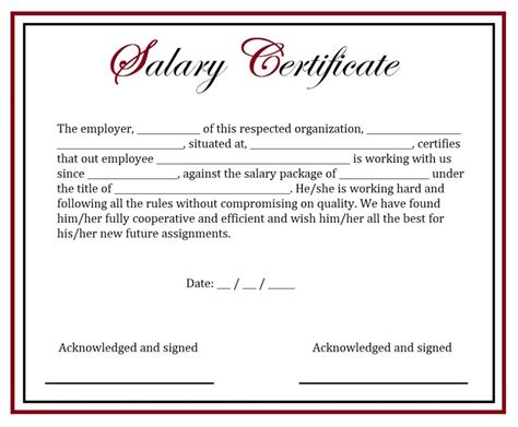 Salary Certificate Format | Free Word & Excel Templates