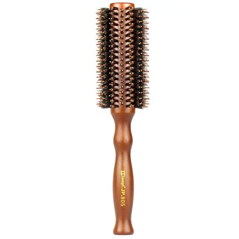 Natural Boar Bristles Hair Round Brush with Wood Handle,Roll Comb Ruled ...