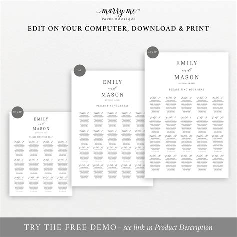 Seating Plan Template Editable Instant Download Elega - vrogue.co