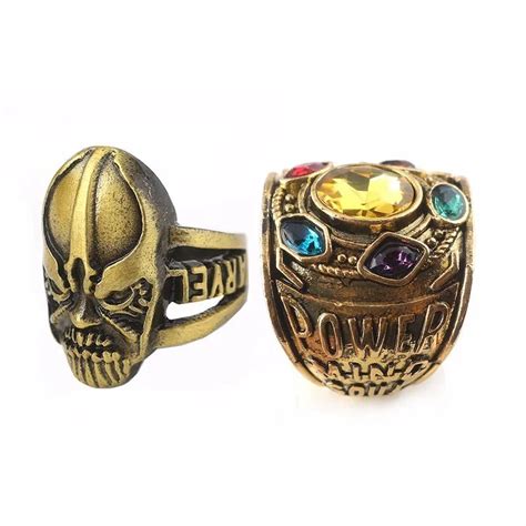 SAIZ Avengers:Infinity War Thanos Stones Ring Power Mind Soul Reality Space Time Letter Ring for ...