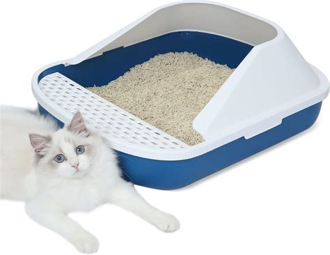 Amazon.com : VARLNALY Extra Large Open Cat Litter Box, High Sided Cat Litter Pan with Shovel ...