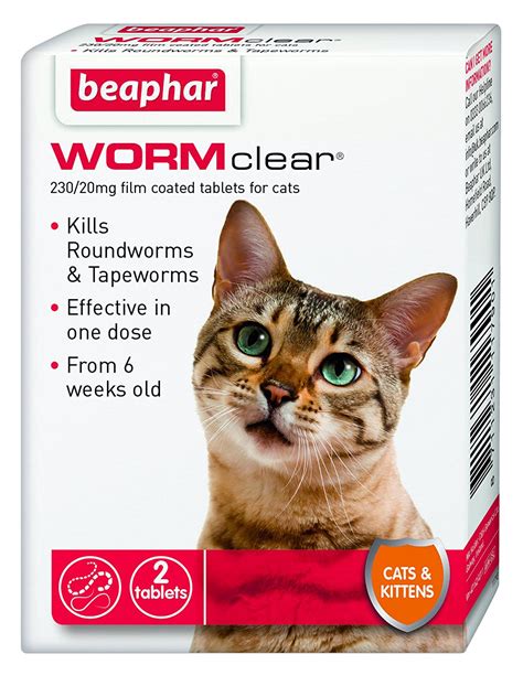 Beaphar WORMclear Cat Kitten Worming Tablets Roundworm Tapeworm One ...