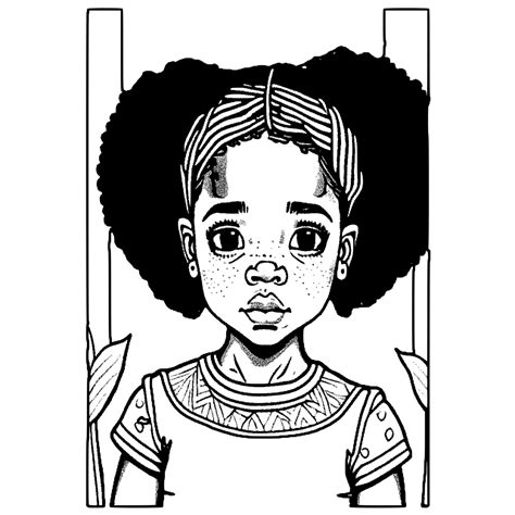 African American Girl Coloring Page · Creative Fabrica