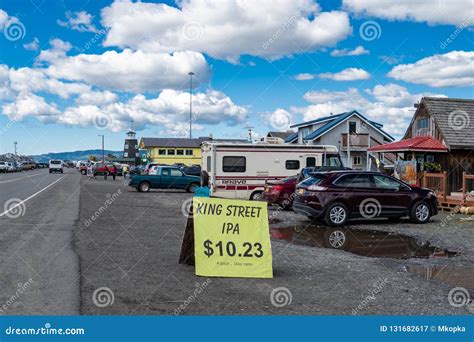 AUGUST 3 2018 - HOMER, AK: Shops and Restaurants Along the Homer Spit during Summer in Alaska ...