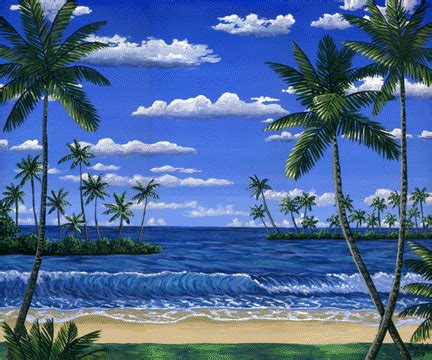 Animated Tropical Beach sunset beach ocean tropical art animated gif palm tree Acrylic Painting ...