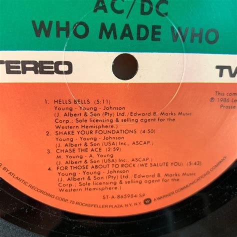 AC DC Who Made Who Vintage Vinyl Record 1986 - Etsy