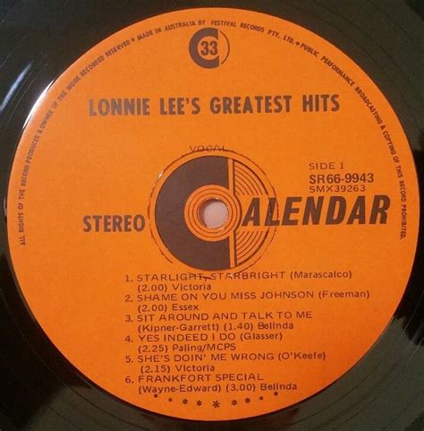 LONNIE LEE Lonnie Lee's Greatest Hits Vinyl Lp Record RARE Aus Calendar Press – Record Shed ...