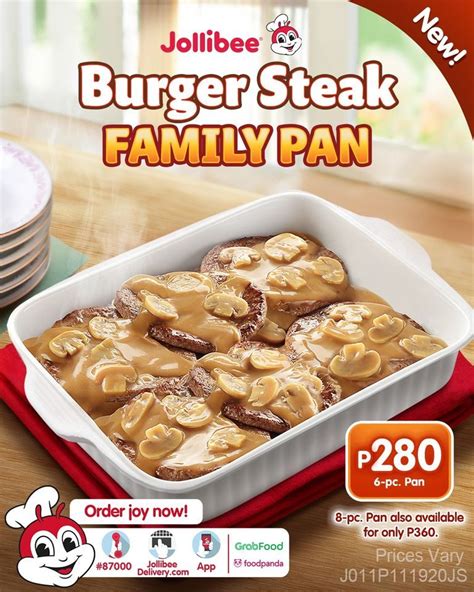 Jollibee's burger steak now served by the pan