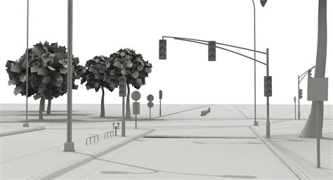 3D model intersection 3 road - TurboSquid 1359396