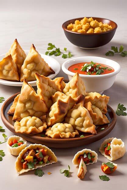 Premium AI Image | Deep fried samosas and dumplings gourmet