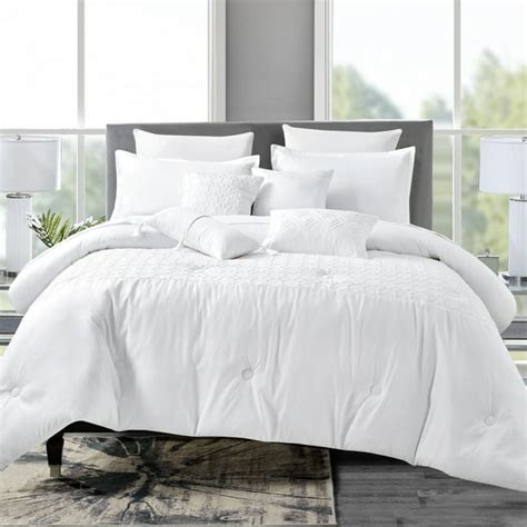 7 Piece Bedding Comforter Set Luxury Bed In A Bag, Queen Size ,White ...