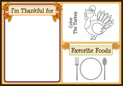 Free Printable Printable Thanksgiving Placemats