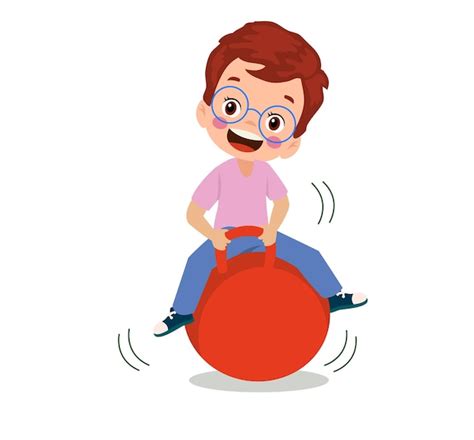 Premium Vector | Kids bouncing on hopper ball