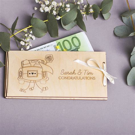 Personalised Honeymoon Wooden Money Gift Envelopes By Natural Gift Store