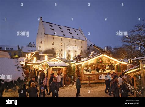 Germany Bavaria Ingolstadt Christmas-market evening city mood Advent ...