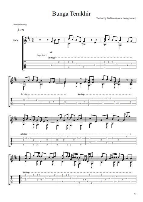 Bunga Terakhir Guitar Tab (Fingerstyle)