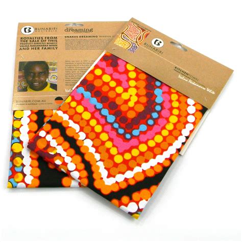 Australian Souvenir Indigenous Aboriginal Art Kitchen Tea Towel Snake ...