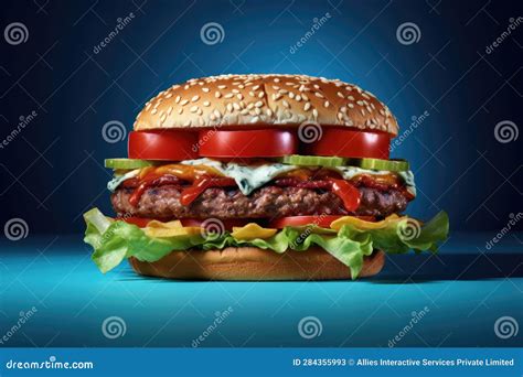 The Ultimate Burger - a Delectable, Juicy, and Fresh Sandwich Stock Illustration - Illustration ...