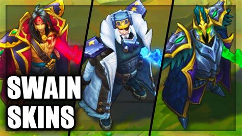 All Swain Skins Spotlight Rework Tyrant Northern Front Bilgewater (League of Legends) - YouTube