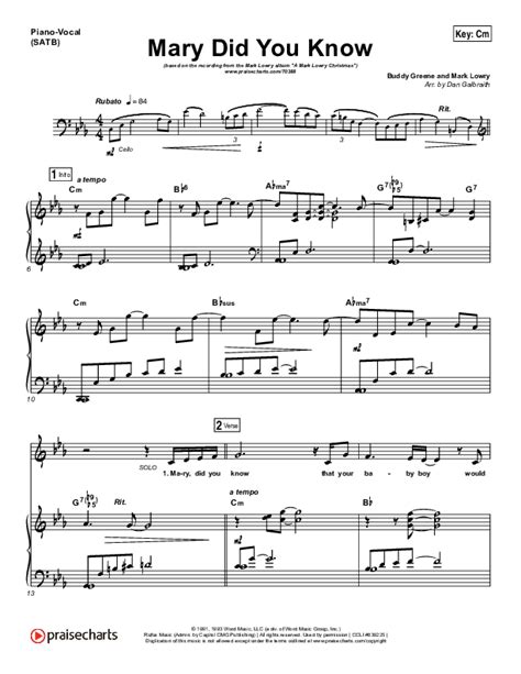 Mary Did You Know Sheet Music PDF (Mark Lowry) - PraiseCharts