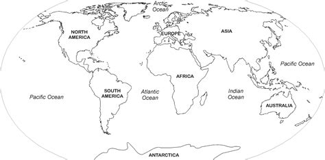 Outline Map of World With Names - World Map with Countries