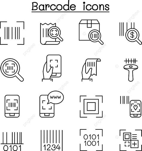 This Icon Set Includes Qr Code Scanner Package Code And Barcode Reader Icons Vector, Retail ...