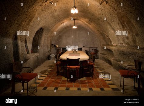 Underground Cave Cellar Dinner Table at Winery Stock Photo - Alamy