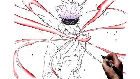 How To Draw Gojo (Reversal Red) | Step By Step | Jujutsu Kaisen - YouTube