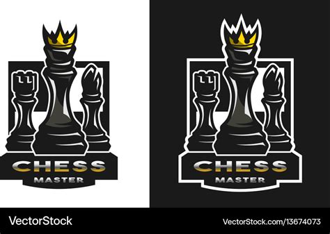 Chess game emblem logo Royalty Free Vector Image