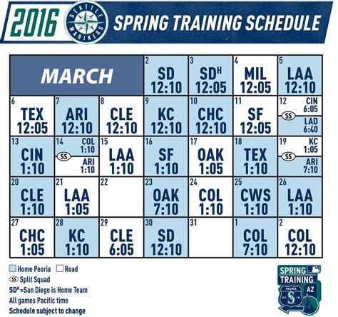 Mariners Announce Spring Training Schedule | by Mariners PR | From the ...