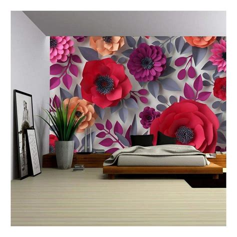 Wall26 3D Red Flower Peel & Stick Wallpaper, 66"x96" - Walmart.com ...