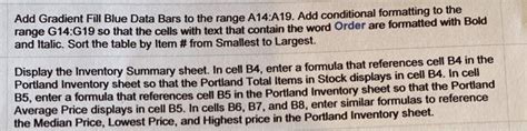 Solved Add Gradient Fill Blue Data Bars to the range | Chegg.com