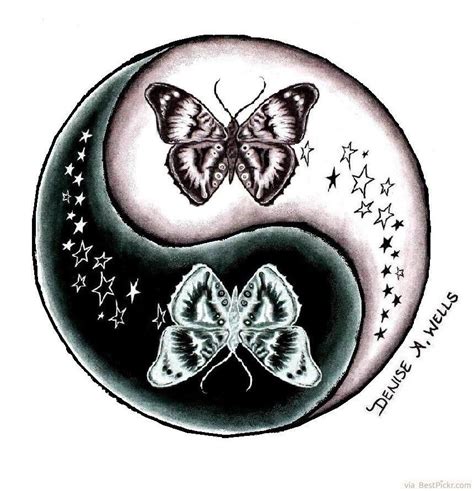 Yin-Yang-Butterfly-Stars-Tattoo-Design.jpg (860×891) | Yin yang tattoos ...