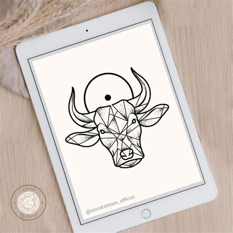 Geometric Bull Taurus Tattoo Design - Astro Tattoos