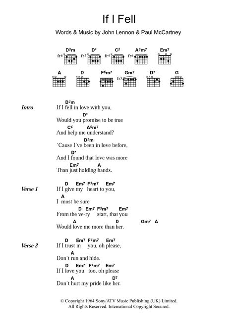 If I Fell by The Beatles - Guitar Chords/Lyrics - Guitar Instructor