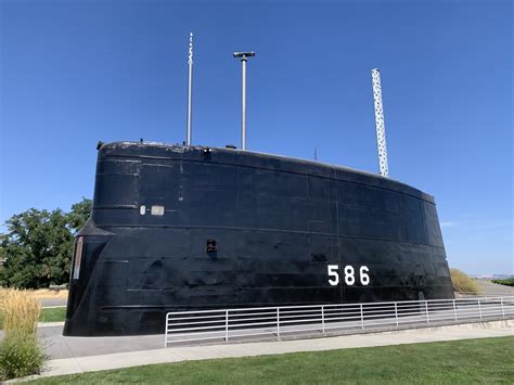 The massive sail of the USS Triton, sporting a fresh coat of paint, on ...