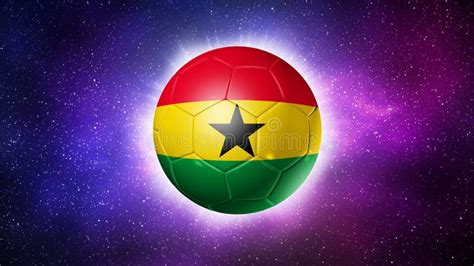 Soccer Football Ball with Ghana Flag. Space Background. Illustration ...