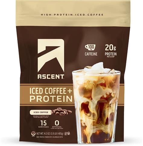 Amazon.com: Ascent Iced Coffee Protein Powder - High Protein Coffee Powder, 20 g Protein & 100 ...