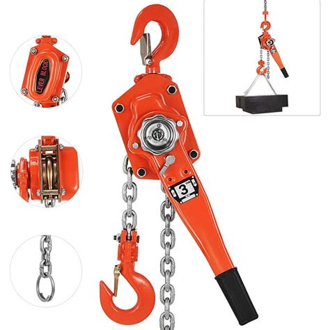 VEVOR 3 Ton 6000LBS Lift Lever Block Chain Hoist 20FT Chain Come Along ...